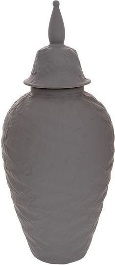 Dunkelgraue Keramik Vase mit Deckel 17x40cm