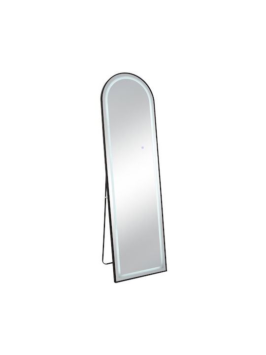 Iliadis Oglindă Arcuită cu Cadru Metalic Negru și Iluminare LED 170x50cm