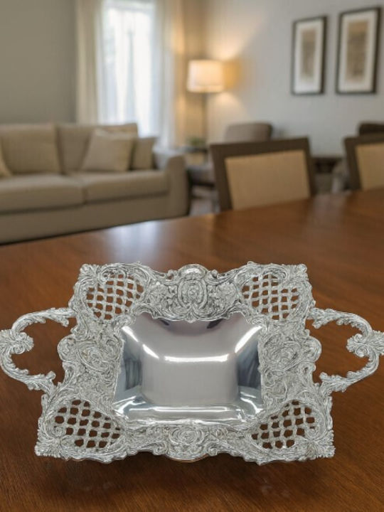 Galifas Metallic Decorative Platter Silver 48x28x7cm