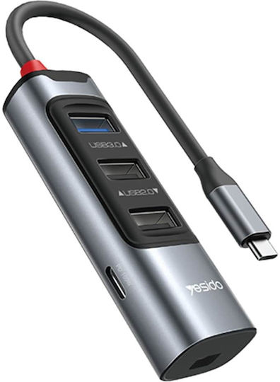 Yesido HB24 Hub 4 Porturi cu conexiune USB-C Gri