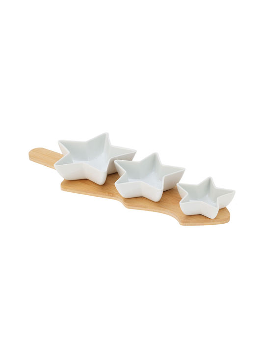 Christmas Dessert Tower Stands Wooden White L42xW14xD5.5cm.