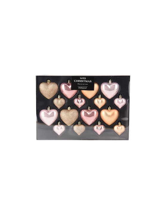 Ornamente De Crăciun Pentru Brad Set 16 Bucăți K-m Pretty Inima Avs101630