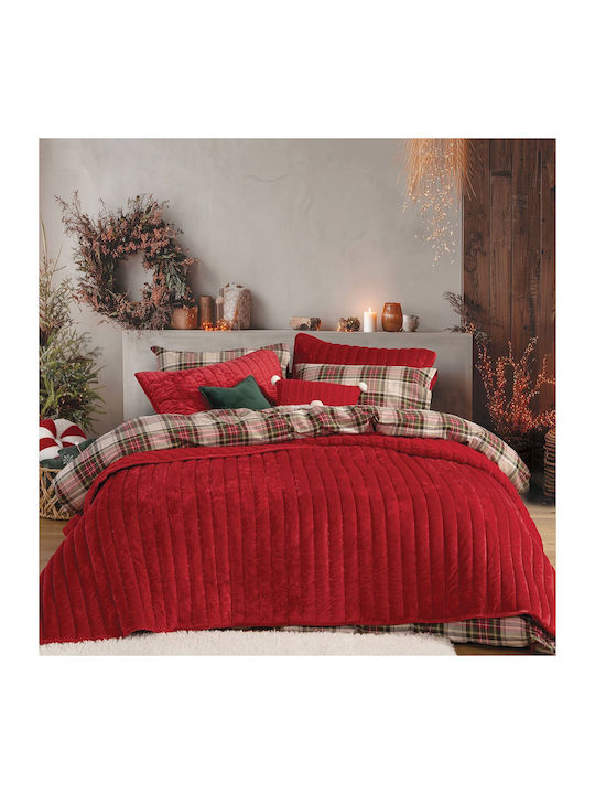 Nef-Nef Homeware Κουβερτοπάπλωμα Υπέρδιπλο 240x220εκ. Sweet Christmas Red 230 GSM