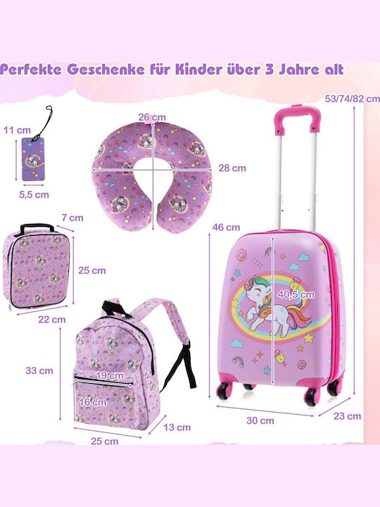 Costway Travel Suitcases Hard Pink with 4 Wheel...