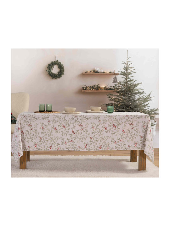 Nef-Nef Homeware Hope Christmas Tablecloth Fabric Beige L240xW140cm.