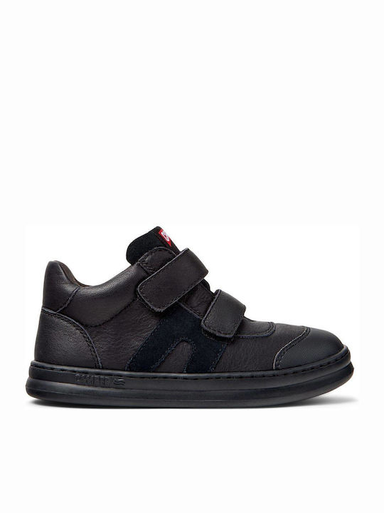 Runner Lederne Kinderstiefeletten mit Klettverschluss Schwarz