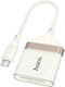 Hoco Ua40a Cititor Carduri Type-C pentru SD/microSD Alb