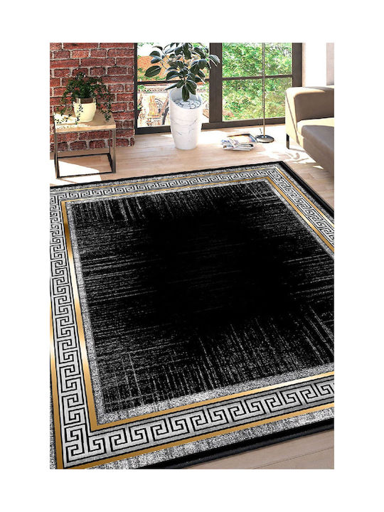 Conceptum Hypnose Teppich Rechteckig Synthetisch,Polyester/Cotton/Leather Black-grey