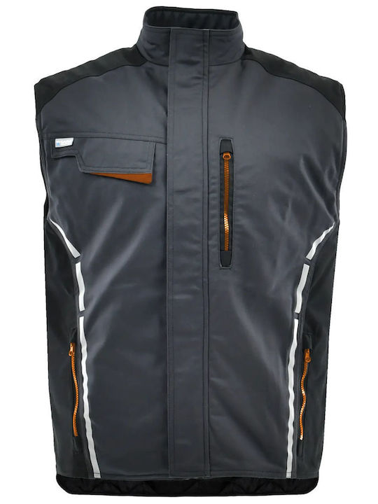 Sara Workwear Ανδρικό Γιλέκο Εργασίας Γκρι