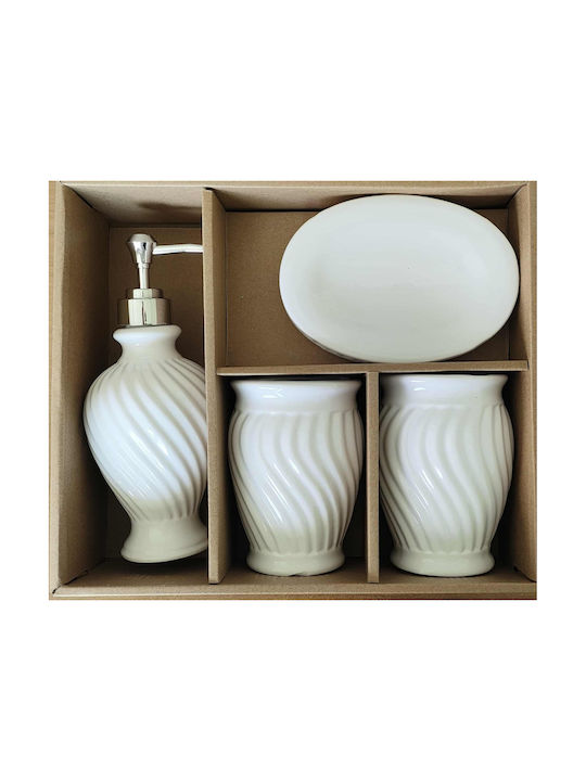 Decomarket Badezimmer-Accessoire-Set Porzellan 4Stück