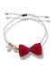 Bracelet '26 Red Bow Grey Cord Adjustable