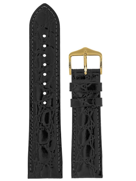 Hirsch Crocograin Leather Strap Black 18mm
