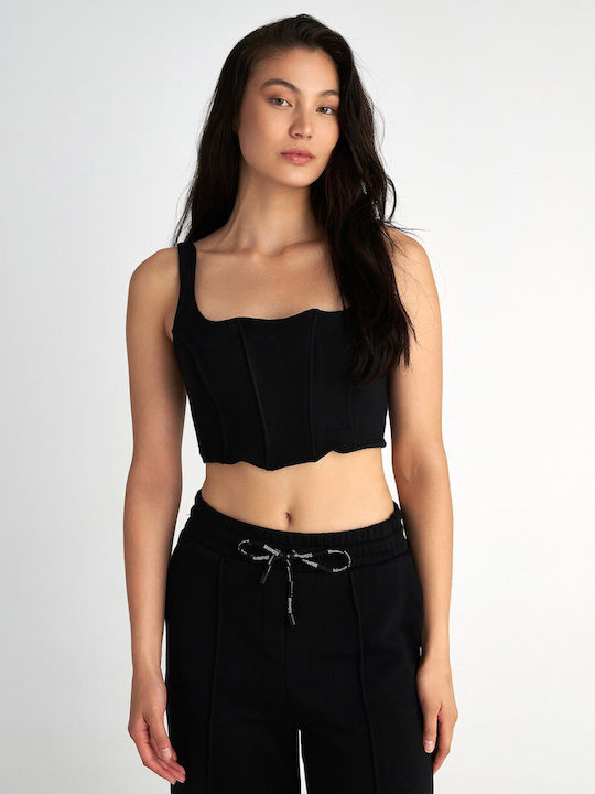 Damen Korsett Bluse mit Trägern Black