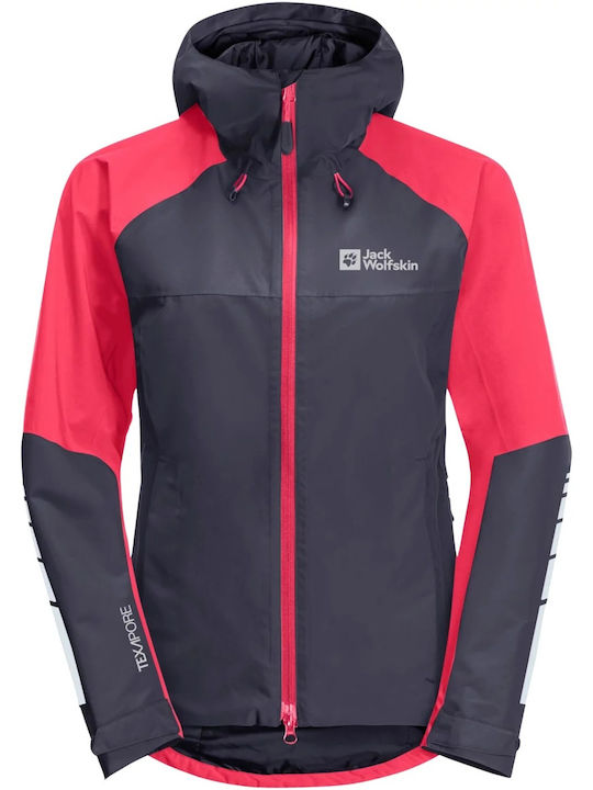 Women's for Hiking Sports Jacket Waterproof and Windproof for Winter with Hood Black