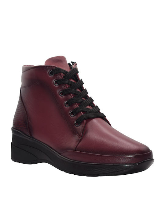 Pace Comfort Leather Women's Ankle Boots Burgundy