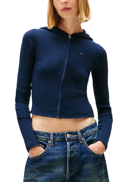Tommy Hilfiger Essential Γυναικεία Πλεκτή Ζακέτα σε Μπλε Χρώμα