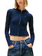 Essential Women's Knitted Cardigan with Zipper Blue