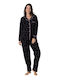 Pijamangel Winter Damen Pyjama-Set Black
