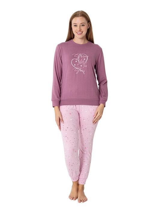 Pijamangel Winter Damen Pyjama-Set Pastel Pink