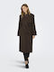 Wool Women's Brown Coat with Belt