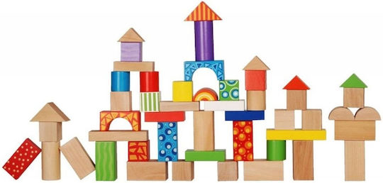 Smartic Cuburi De Construit Educative Din Lemn Pentru 1.5+ Ani 50 Bucăți