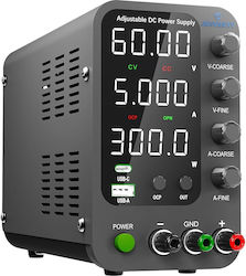 Лабораторно Захранване 60 V 5 A DC Фино и Грубо Настройване с Енкодер 20 W USB-C USB-A Защита от Преток OCP Охлаждащ Вентилатор AC115V/230V Вход Jesverty
