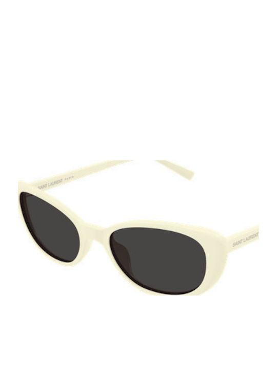 Ysl Women's Sunglasses with White Plastic Frame and Gray Lens SL 822 004