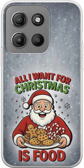 All I Want Christmas Is Food Motorola Moto G15 Flexible TPU Transparent Silicone Mobile Phone Case