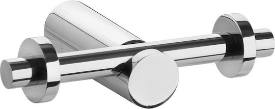 Bronze Art Cârlig Dublu Suport Prosoape Montat Pe Perete Cu Șuruburi 120x6cm Inox Argintiu