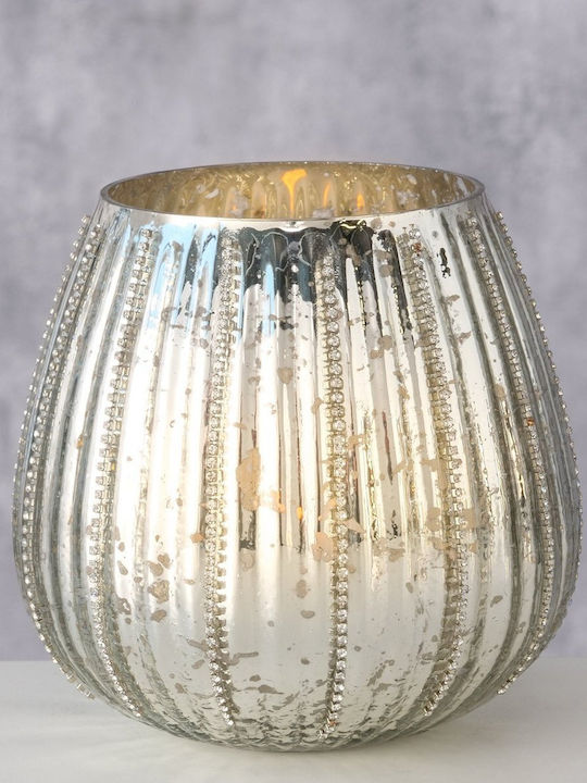 MSA Kerzenhalter Glas in Silber Farbe 13x13x12.5cm 1Stück