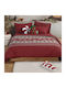 Nef-Nef Homeware Duvet Cover Set Cotton Single with Pillowcase 160x230 Tinsel Bordo
