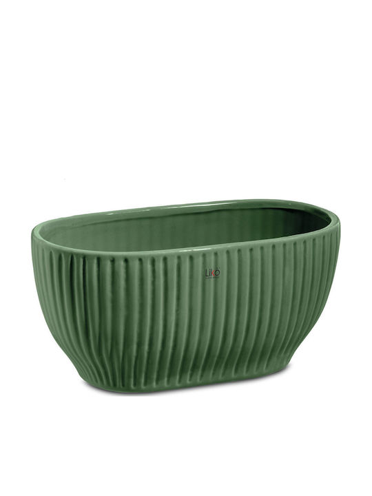 Fankon Flowers Planter Ceramic Green 26x13.5x14cm.