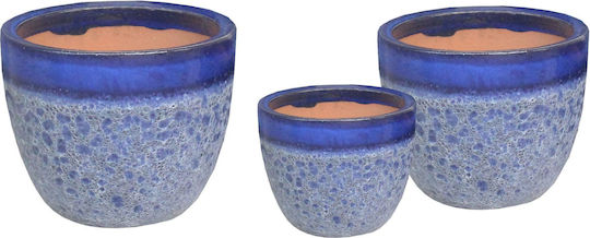 Fankon Flowers Blue Plant Pots 3 Pieces