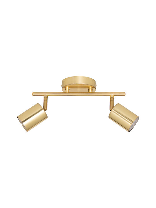 Doppel Spot mit Fassung GU10 in Gold Farbe