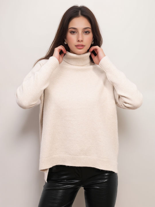 Doretta Damen Pullover Rollkragen Beige