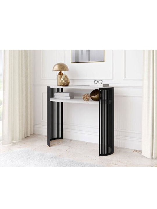 Oswego 143 Konsole White Marble, Black L100xB30xH86cm