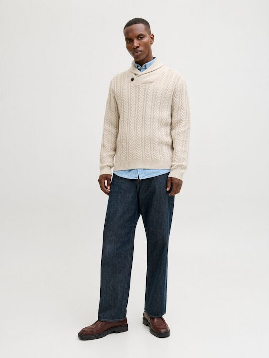 Jack & Jones Pulover Bej Cu Guler