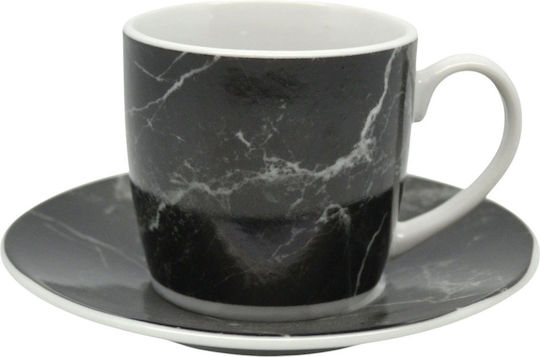 Ankor Set of Cups Coffee Porcelain Black 110ml 6pcs