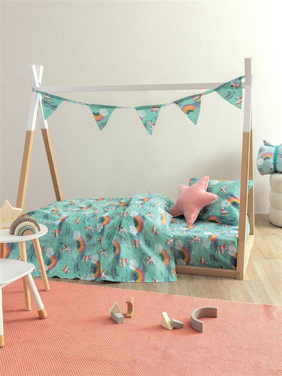 Palamaiki My Kingdom Baby Sheets Set Crib Cotton Fitted Green 70x140cm