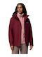 Women's Lifestyle Jacket Waterproof for Winter with Hood Red