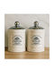 Galifas Set of 2 Ceramic White Jars for Sugar Coffee with Lid 2 Pieces