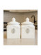 Galifas Set of 2 Ceramic White Jars for Sugar Coffee with Lid 2 Pieces