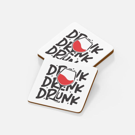 Drink Drank Drunk Untersetzer Hölzernes 9x9cm 2 Stück Drink Drank Drunk Untersetzer Hölzernes 9x9cm 2 Stück