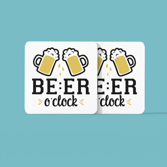Beer O'clock Untersetzer Hölzernes 9x9cm 2 Stück Beer O'clock Untersetzer Hölzernes 9x9cm 2 Stück