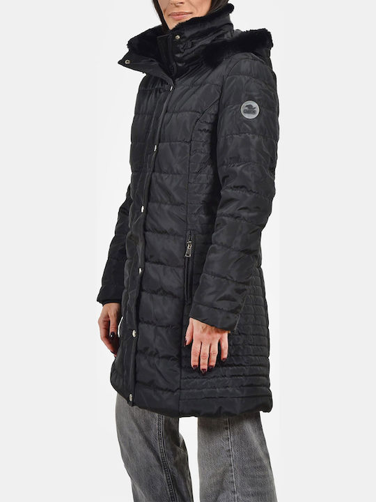 Γυναικείο Puffer Μπουφάν για Χειμώνα Μαύρο