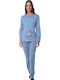 Lydia Creations Winter Damen Pyjama-Set Sky Blue