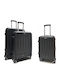 Felbags Hard Black Suitcases with 4 Wheels Set 3pcs