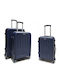Felbags Travel Suitcases Hard Dark Blue with 4 Wheels Set of 3 Pieces