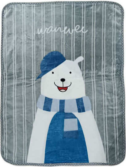 Κουβέρτα Κούνιας Happy Bear Βελουτέ Γκρι 100x130εκ.