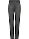 Women's Fabric Trousers with Elastic Slim Fit Dark Grey